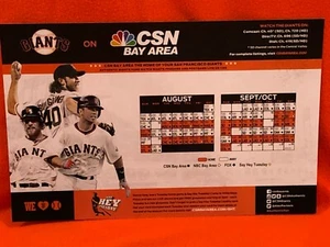 Cheer Card San Francisco SF Giants Authentic Fan Schedule Aug-Oct New SGA 2015 - Picture 1 of 2