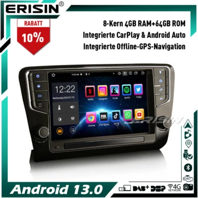 9" 8-Kern Android 13 GPS Autoradio Navi für SKODA Octavia MK III 64GB BT 5.0 DAB - Bild 1 von 4