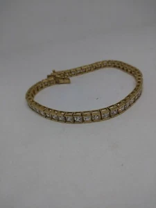 Gold over Sterling Silver Bracelet - marked 925 CZ 7.25" #5 - Picture 1 of 9