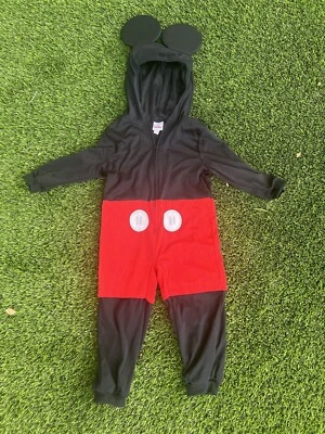 Disney Junior Mickey Toddler Sz 3-4 Classic Mickey Mouse Jumpsuit Costume w/ears - Image 1 of 4