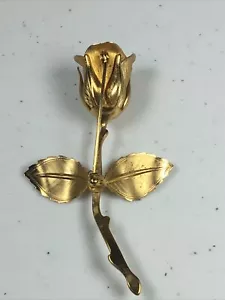 Broche prendedor vintage chapado en oro flor rosa joyería para mujer’s - Imagen 1 de 7