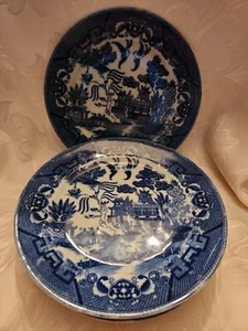 ANTIQUE BLUE WILLOW PLATE - 9" DIAMETER -  MARKED JAPAN  - Picture 1 of 5