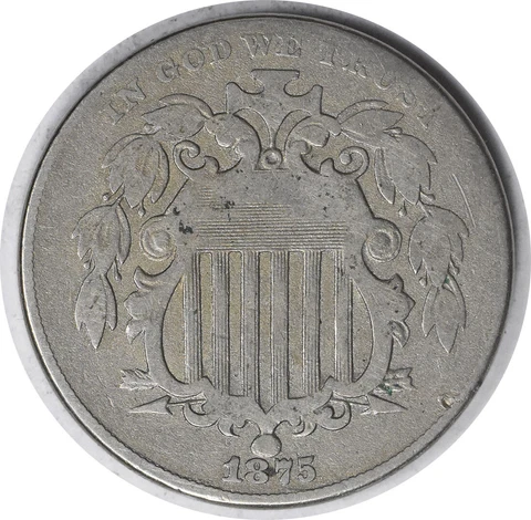 1875 Shield Nickel F Uncertified #1131 Cover