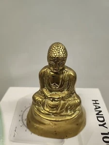 Vintage Amida Buddha Figurine Statue Cast Brass Japanese Sculpture Seated Collec - Picture 1 of 5