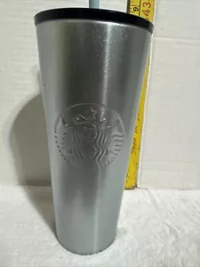 STARBUCKS 2022 GRÜNER GLITZER Silber 16 Unzen METALL KALTE TASSE REISEBECHER STROHHALM - Bild 1 von 6