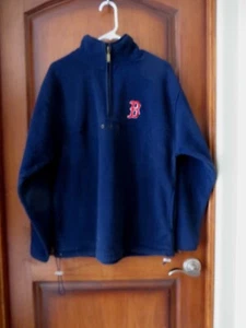 Herren Boston Red Sox Marineblau Fleece 1/4 Reißverschluss Pullover Rot "B" Logo Größe MED - Bild 1 von 9