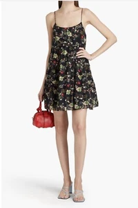 ALICE + OLIVIA Collen Gathered floral-print cotton-voile mini dress 12 US - Picture 1 of 16