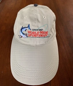 Vintage World Wide Sportsman Hat Cap Pocket Strap Back Beige Bass Pro Adjustable - Picture 1 of 9