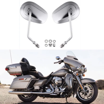 Espejos retrovisores ovalados cromados de vástago largo para motocicleta para Harley Electra Glide Ultra Classic Foto 1 de 4