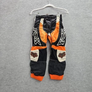 VINTAGE Fox Racing Boys Activewear Pants 8 Orange Colorblock 180 Motocross Logo - Picture 1 of 14