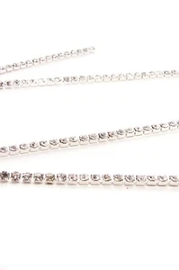 Collana Cristallo Argento 2 Metri 3mm Catena Finitura Strass Diamante Argento Cucire - Foto 1 di 1