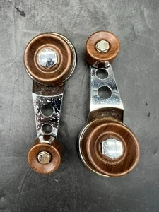 Vintage 60-70's Set Car Interior Window Crank Handles Wood Grain Chrome GM Ford - Picture 1 of 8