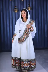 Äthiopisches traditionelles Damenkleid | Habesha Kemis - Bild 1 von 4