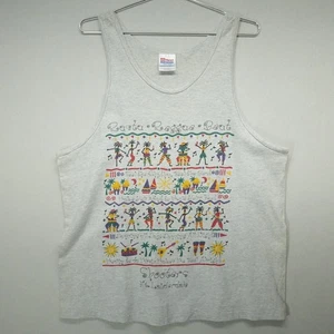 Vintage Tank Top Rasta Reggae Mens Large Grey Shooters Ft Lauderdale USA 90s - Picture 1 of 11