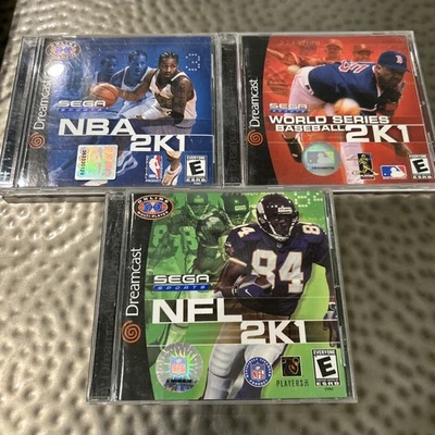 NFL NBA Baseball  2K1(SEGA Dreamcast, DC, drecas, 2000) CIB and Tested Working - Image 1 of 3