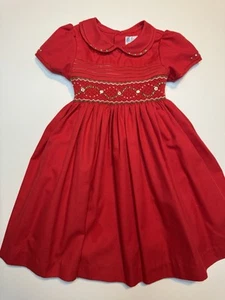 Luli & Me Girls Smocked Christmas Dress Size 4 - Picture 1 of 7