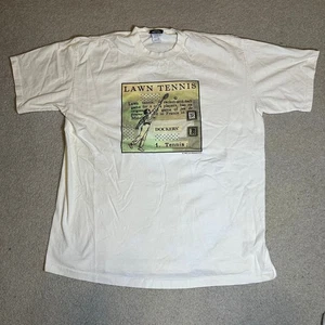 Vintage 90s Dockers Levi's Lawn Tennis Single Stitch White Tee Shirt Size XXL - Picture 1 of 7