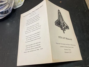 Original NASA STS-107 Challenger Memorial Handout - Picture 1 of 2