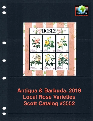 $18.00 Scott Value - 2019 ANTIGUA Roses s/s Flowers Caribbean Sea CV MNH NH UMM - Image 1 of 4