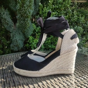 Alpargata de cuña con cordones Soludos The Marseille. Reino Unido Talla 5. Negro - Imagen 1 de 14