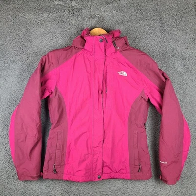 Abrigo Chaqueta HyVent Mujer The North Face Talla Mediana Rosa Con Capucha Forrado de Vellón Foto 1 de 4