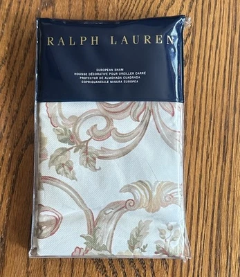 Rare Ralph Lauren Guinevere Floral Pillow Euro Sham  Hollywood Cream NIP - Image 1 of 3