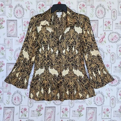 Рубашка на пуговицах женская Jaclyn Smith черное золото барокко королевская средний размер - Изображение 1 из 4