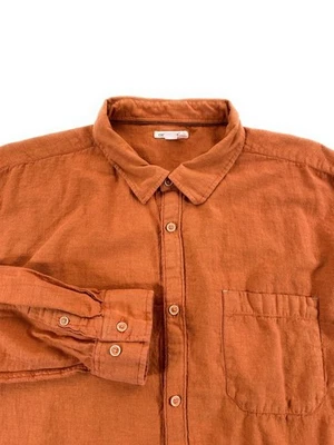 Мужская рубашка Carbon2Cobalt с длинным рукавом из сплетенной хлопковой/льняной смеси оранжевая XXL - Изображение 1 из 4