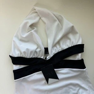 OYE Swimwear Roman White Black Halter One Piece Designer Swimsuit Small $499 NEW - Picture 1 of 12