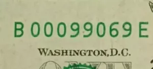 FANCY Low Serial True Flipper, Trinary $1 One Dollar Bill NY B00099069 Very Cool - Picture 1 of 4