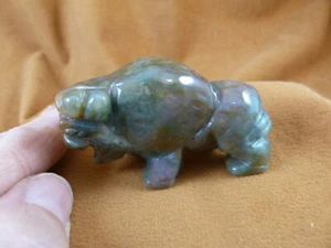 Y-BUF-739) Grün Lila Jaspis BÜFFEL Ranch Bison Edelstein Figur Edelstein Statue - Bild 1 von 1