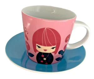 Taza Momiji / Rosa con diseño femenino / Platillo Starbucks verde azulado / Cerámica - Imagen 1 de 7