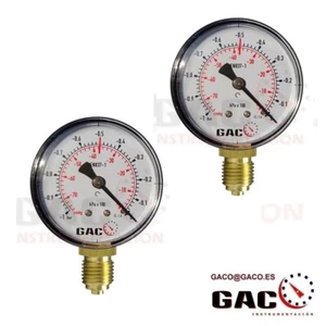 2 x VACUOMETROS DE VACIO 0 a -1 bar 63 mm 1/4" METALICO MANOMETRO CARBURACION - Imagen 1 de 2