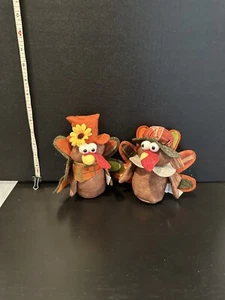 Plush Turkeys Small Thanksgiving. Set Of 2 - Picture 1 of 2