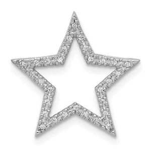 Lex & Lu 14k White Gold Small Diamond Star Chain Slide Pendant LAL4052 - Picture 1 of 4