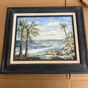 signed Deanna Barnes and dated 2004, oil on canvas painting, beach scene - Picture 1 of 5