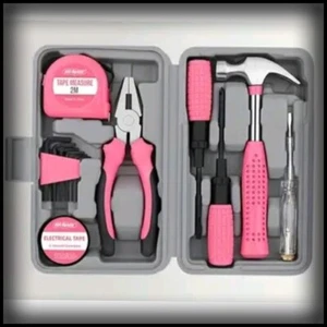 Set Attrezzi Riparazione Fai da Te Casa Multifunzione 13 in 1 Martello Acciaio Cassetta Attrezzi Rosa - Foto 1 di 15