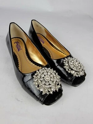 Женские туфли на плоской подошве Hale Bob Peep Toe Stella размер США 6 со стразами - Изображение 1 из 4