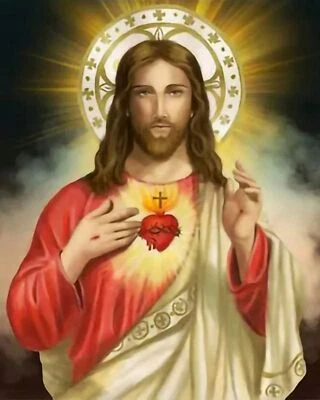 NORIMPEX 50x40 cm Malen nach zahlen Set mit Holzrahmen Jesus Christus