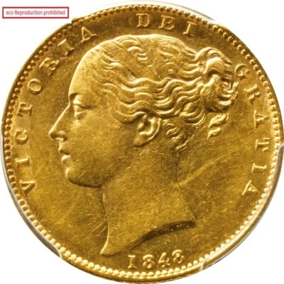 UK Victoria Young Sovereign Gold Coin 1848 KM736.1 PCGS(AU55) - Image 1 of 3