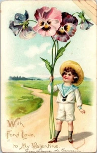 Cartolina San Valentino Cuore Vintage Sweetheart Travels Love Path Bouquet - Foto 1 di 2