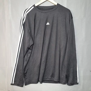 Adidas Climalite Men's T-Shirt 2XL Black White Centre logo Long Sleeve - Picture 1 of 10