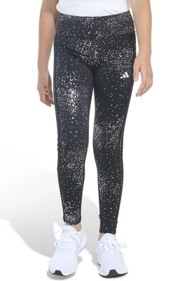 adidas Girls' Black/LT Purple Glam All Over Print Cozy Leggings (AK4942) XL (16) - Image 1 of 4