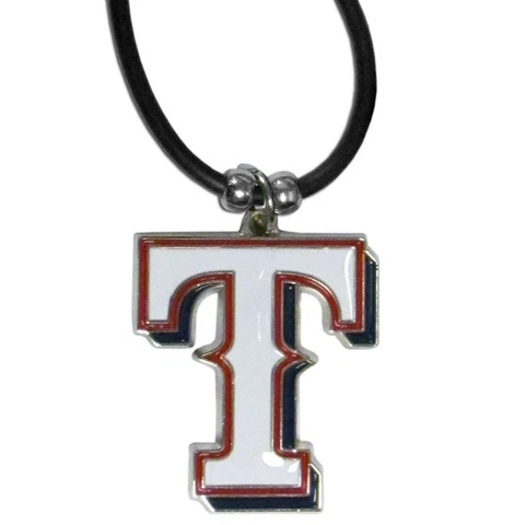 Texas Rangers Rubber Cord Necklace w/ Logo Charm Licensed MLB Jewelry Cover