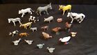 Vintage Plastic Farm Animals Toys Horse Cow Ducks Sheep Pig Goose Farmer Lot