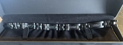 Men's Natural Black Sapphire Bracelet Stainless Steel 8.75" - Image 1 of 4