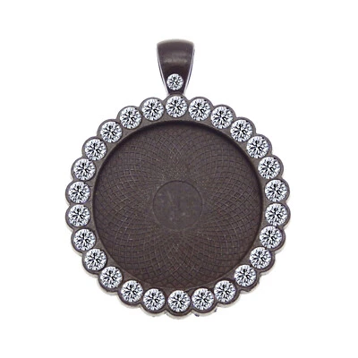 2 peças moldura de cristal de metal redonda 25mm base configuração foto fazendo chaveiro pingente - Imagem 1 de 4