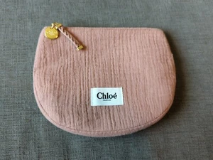 Chloe Parfum Clutch Wristlet Makeup Bag Coral Pink Cotton NEW Zippered - Picture 1 of 4