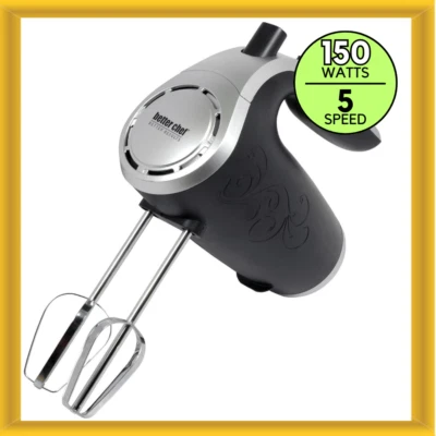 Better Chef IM-814B 5 Speed 150 Watt Hand Mixer with Silver Accents in Black - Image 1 of 4