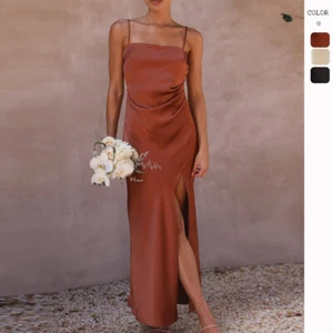 Verano Para Mujer Moda Nuevo Color Sólido Correa Dividida Vestido Ajustado Largo Vestido de Playa - Imagen 1 de 27